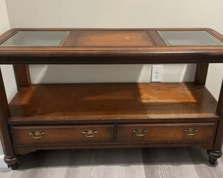 Bassett Console Table with Glass Top  2 Drawers