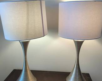 Pair Of Hammered Silver Lamps