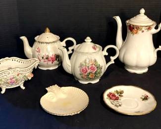 Collectible Tea Pots, Old Country Road Bone China, Rosina, Lenox, Dresden