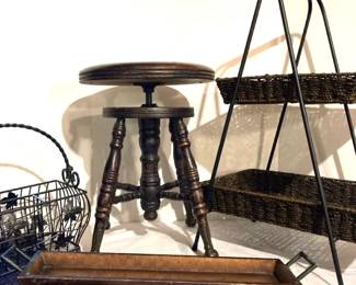 Antique Victorian Style Piano Stool And Other Decor