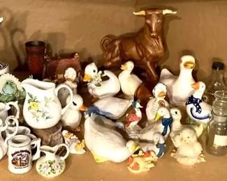 Assorted Figurines, Animals, Vintage Bottles,  More