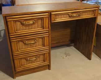 Desk with Wicker Front Detail