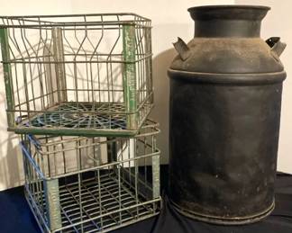 Sunny Hills and Pacific Dairy Metal Milk Crates and Milk Can
