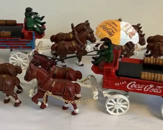 Vintage Cast Iron Cocacola  Other Horse Drawn Wagon,