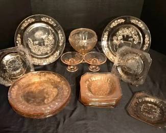 Vintage Pink Depression Glass, Assorted Pieces