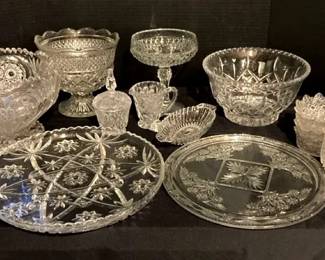 Imperial Glass Punch Bowl and other Clear Cut Glass
