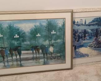 Two Large Framed Prints With Glass