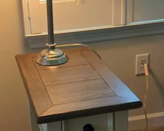 Side Table with Outlet and USB Port, Candlestick Lamp