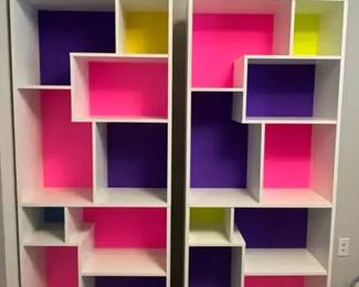 2 Modular Shelving Unit With Colorful Paper backing