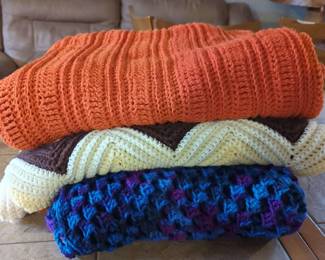 Three KnitCrochet Afgans