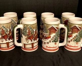 Vintage Budweiser Holiday Beer Steins