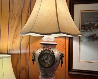 Louis XIV style lamp with clock insert