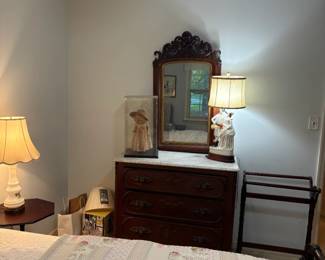 Marble top dresser, mirror