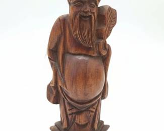 Vintage Chinese HandCarved Wooden Shou Lao Figure