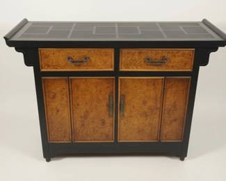 Chin Hua Collection Burl Wood and Black Lacquer Credenza by Raymond Sobota for Century Furniture