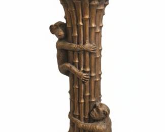 Vintage Monkey Climbing Bamboo Pillar Candle Holder