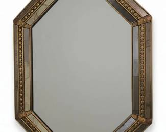 Vintage LaBarge Octagonal Faux Bamboo Mirror