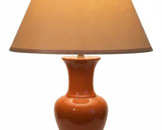 Vintage Orange Glazed Ceramic Ginger Jar Table Lamp