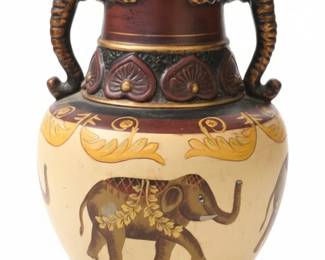 Vintage Ceramic ElephantHandled Decorative Vase