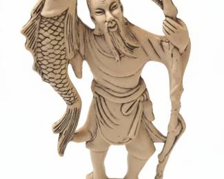 Vintage Asian Fisherman Figurine