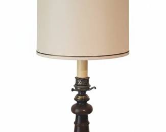 Vintage Stiffel Turned Wood and Brass Table Lamp