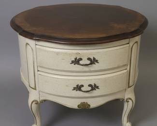 Vintage French Provincial TwoDrawer Bombe Nightstand