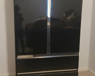 Postmodern Black Lacquer Armoire