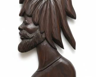 HandCarved Wooden Rastafarian Profile Wall Plaque