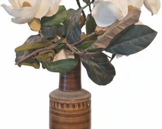 Artificial Magnolia Arrangement in Vintage West German Pottery Vase
