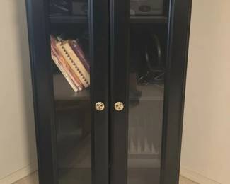 Modern Media Storage Cabinet with Glass Doors