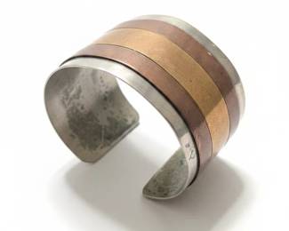 Vintage TriColor Metal Cuff Bracelet Lillian Vernon