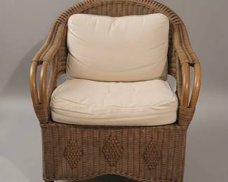 Vintage Rattan BarrelBack Accent Chair