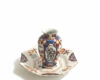 Japanese Imari Octagonal Plate and Vase Set