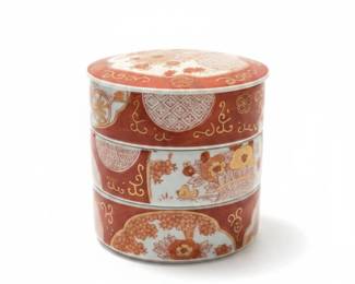 Japanese Imari Style Porcelain ThreeTiered Stacking Box Jbako