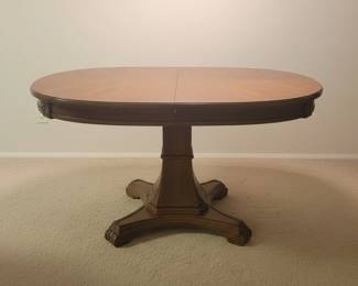 Vintage Thomasville Furniture Country Manor Collection Pedestal Dining Table and Cane Back Chairs