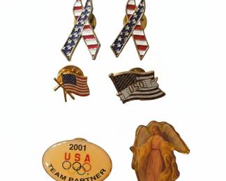 Assorted Patriotic and Commemorative Lapel Pin Collection