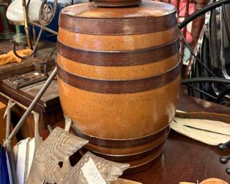 Stoneware whiskey barrel
