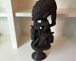 C76 - $80. African Yoruba People of Nigeria Hand Carved Bearded Warrior On a Horse. Measures 21" Tall