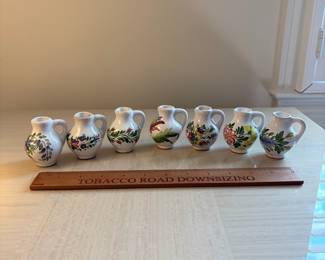 C105 - $20. Set of 7. Mini Hand Painted Portugal Pitchers. Each Measures 2.5" Tall