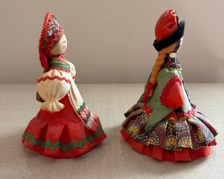 C99 - $12. Pair Hand Made Russian Folk Art Cone Dolls. Measures 5.5" Tall