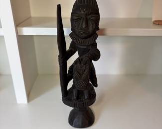 C76 - $80. African Yoruba People of Nigeria Hand Carved Bearded Warrior On a Horse. Measures 21" Tall