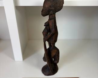 C86 - $45. African Senufo Hand Carved Wood Mother and Child Maternity Statue. Measures 17" Tall
