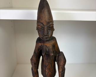 C86 - $45. African Senufo Hand Carved Wood Mother and Child Maternity Statue. Measures 17" Tall