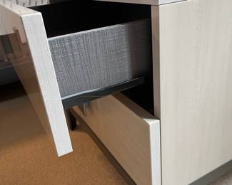 C19 - $225. PAIR of Nightstands from Ambiente Modern Furniture. ALF Italian Designs "Mont Blanc" series. Measures 24" x 19" x 22" tall. All drawers slide - very good, gently used condition.