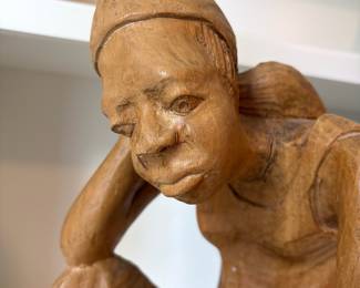 C79 - $60. Hatian Hand Carved Wood Folk Art Statue Woman. Measures 14" Tall