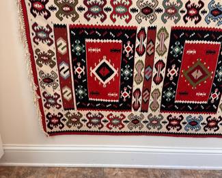 C115 - $225. Vintage Kilim Runner that has hooks sewn in to hang as Wall Art. Measures 35" x 80"