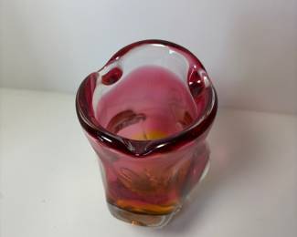 C94 - $50. Art Glass Vase by Joseph Hospodka. Measures 8" Tall