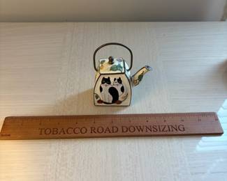 C107 - $10. Enamel on Brass Miniature Teapot.