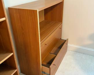 C2 - $50. 2 drawer filing cabinet - needs minor repairs but solid! Measures 37.5" wide x 15.5" deep x 42.75" tall. Made in Denmark stickers - no brand found. Bottom drawer base needs to be renailed / glued. Back needs reglued/nailed.