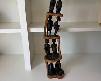 C157 - $80. African Hand Carved Wood Family Tree Sculpture. Measures 24.5" Tall